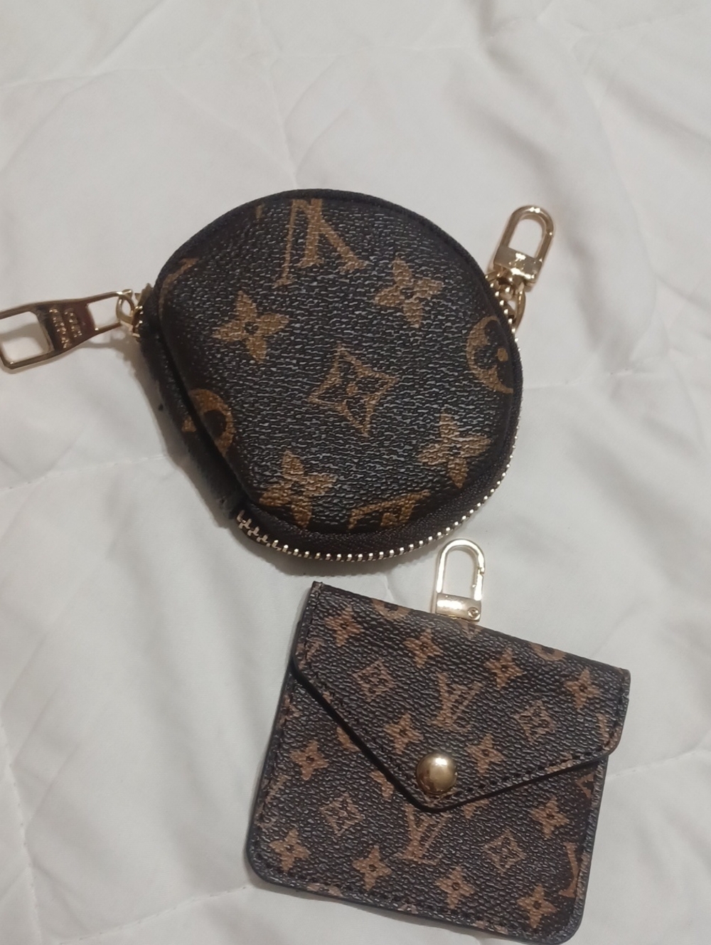 *Fashion* Monogram Canvas Coin Pouch and Card Case in Brown